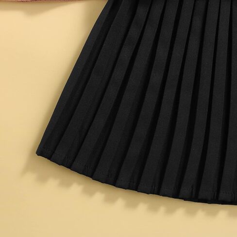 Toddler Baby Girl Clothes Set Long Sleeve Turtleneck Ribbed Knit Sweater Tops Pleated Skirt Spring Fall Skirt Set 2Pcs in Kuwait