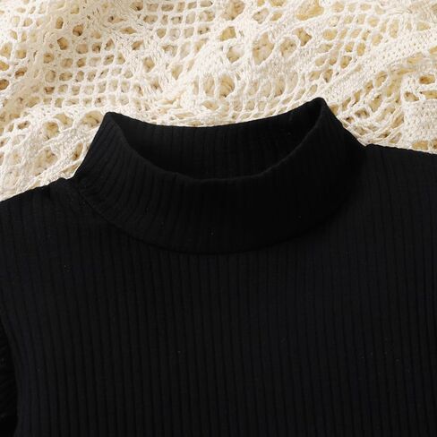 Baby Toddler Girl Outfits Fall Winter Clothes Turtleneck Knitted Cotton Long Sleeves Pullover Tops & Button Mini Skirts Set in Kuwait