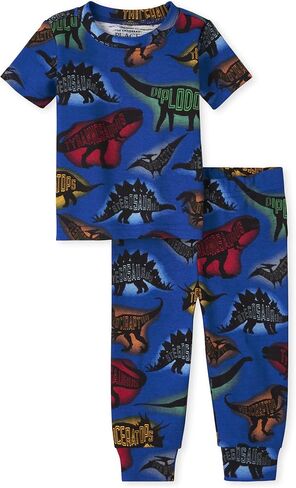 The Children's Place Baby Toddler Boys Short Sleeve Top and Pants Snug Fit 100% Cotton 2 Piece Pajama Sets in Saudi Arabia