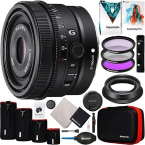 مجموعة عدسات Sony FE 40 مم F2.5 G كاملة الإطار SEL40F25G للكاميرات بدون مرآة E-Mount مع مجموعة مرشحات UV/Polarizer/FLD مقاس 49 مم + حافظة واقية للصور ديكو مكونة من 4 عبوات + برامج وملحقات in Kuwait