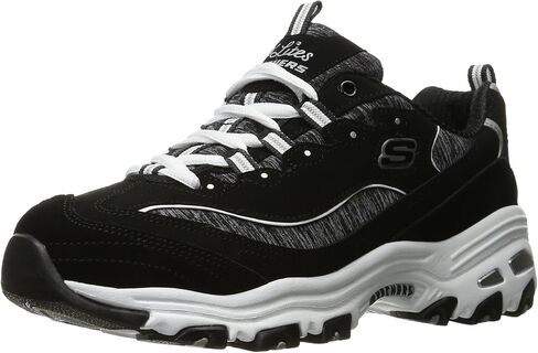 Skechers Sport Women's D'Lites Memory Foam Lace-up Sneaker,Me Time Black/White,7 W US in Saudi Arabia