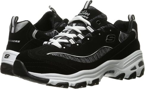 Skechers Sport Women's D'Lites Memory Foam Lace-up Sneaker,Me Time Black/White,7 W US in Saudi Arabia