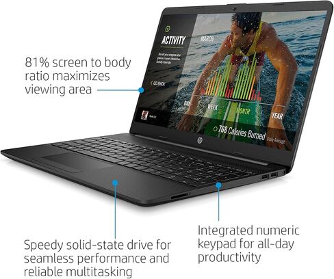 HP لابتوب بريميوم IPS قطري FHD مقاس 15.6 انش ومعالج انتل سيليرون ثنائي النواة N4020 وRAM 16GB وSSD 512GB وبطاقة رسومات UHD 600 وويندوز 10 هوم في وضع S اسود مع كيبل HDMI 15-16 انش in Kuwait