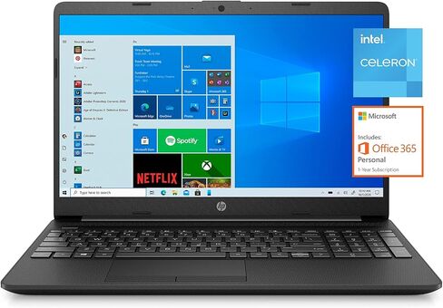 HP لابتوب بريميوم IPS قطري FHD مقاس 15.6 انش ومعالج انتل سيليرون ثنائي النواة N4020 وRAM 16GB وSSD 512GB وبطاقة رسومات UHD 600 وويندوز 10 هوم في وضع S اسود مع كيبل HDMI 15-16 انش in Kuwait