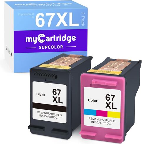 myCartridge SUPCOLOR Remanufactured Ink Cartridge Replacement for HP 67XL 67 XL 67XXL to use with DeskJet 2755 2722 2725 Envy 6055 6052 Envy Pro 6455 6458 DeskJet Plus 4155(Black, Tri-Color, 2-Pack) in Kuwait