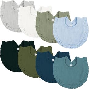 Omisy 8 Pack Baby Bibs, Drooling Toddler Cotton Snap Bibs for 2-36 Months Baby Girls and Boys, Absorbent Teething Bibs