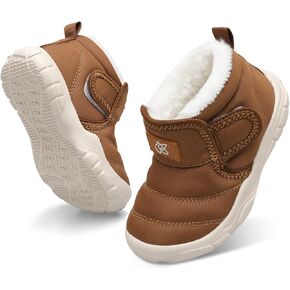 Baby Boys Girls Winter Warm Shoes Cozy Fleece Snow Boots Toddler Non-Slip Walking Shoes Infant Outdoor Water Resistance Faux Fur Booties