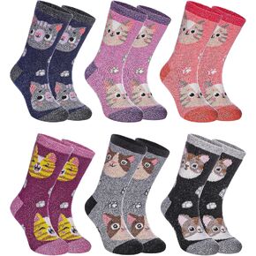 SDBING 6 Pairs Kids Wool Hiking Socks Toddler Boys Girls Winter Warm Cozy Thick Thermal Boot Socks