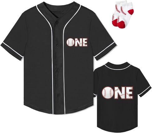 Baby Boys 1st Birthday Baseball Shirt Rookie of The One Year Old Clothes Party Gift Short Button Tee in Saudi Arabia
