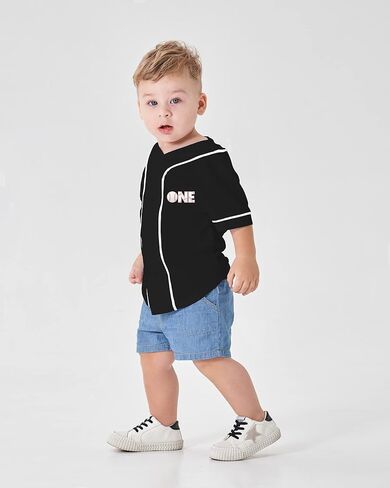 Baby Boys 1st Birthday Baseball Shirt Rookie of The One Year Old Clothes Party Gift Short Button Tee in Saudi Arabia