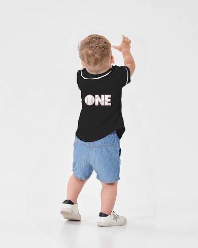 Baby Boys 1st Birthday Baseball Shirt Rookie of The One Year Old Clothes Party Gift Short Button Tee in Saudi Arabia