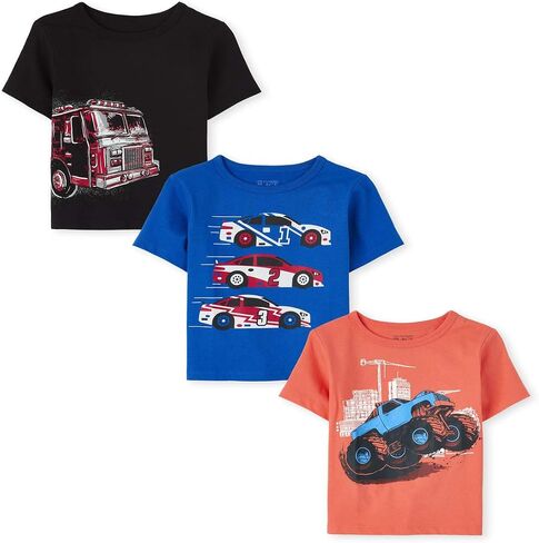 The Children's Place Baby Toddler Boys Short Sleeve Color Graphic T-Shirt, 3 Pack, Multi CLR, 12-18 Months in Saudi Arabia
