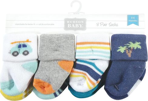 Hudson Baby Unisex Baby Cotton Rich Newborn and Terry Socks, Surf Dude, 6-12 Months in Saudi Arabia