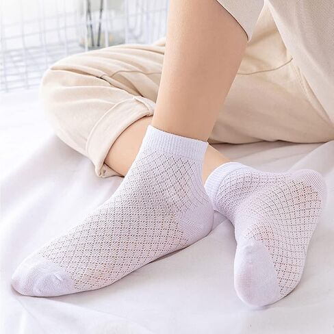 Pack of 5 Mesh Thin Baby Girls Boys Cotton White Socks Toddler Kids No Show Ankle Socks 1-8T in Kuwait