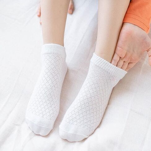 Pack of 5 Mesh Thin Baby Girls Boys Cotton White Socks Toddler Kids No Show Ankle Socks 1-8T in Kuwait