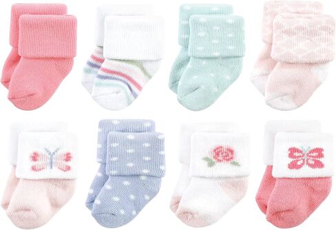 Hudson Baby Unisex Baby Cotton Rich Newborn and Terry Socks, Pastel Butterfly, 0-6 Months in Saudi Arabia