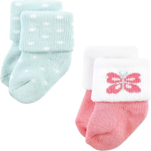 Hudson Baby Unisex Baby Cotton Rich Newborn and Terry Socks, Pastel Butterfly, 0-6 Months in Saudi Arabia