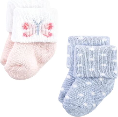 Hudson Baby Unisex Baby Cotton Rich Newborn and Terry Socks, Pastel Butterfly, 0-6 Months in Saudi Arabia