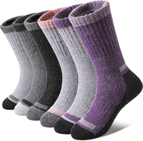 Kids Merino Wool Hiking Socks Boys Girls Toddlers Winter Warm Thick Thermal Cushion Crew Gift Socks 6 Pairs in Kuwait