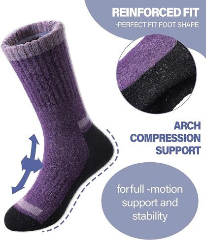 Kids Merino Wool Hiking Socks Boys Girls Toddlers Winter Warm Thick Thermal Cushion Crew Gift Socks 6 Pairs in Kuwait
