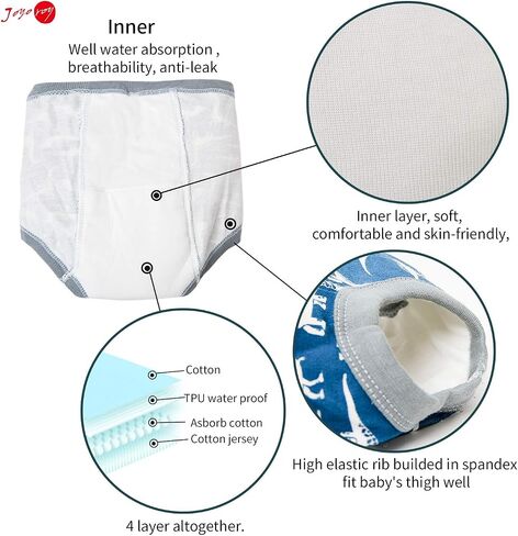 Joyo roy 6Pcs Potty Training Underwear 2T-3T 100% Cotton Little Boys Underwear for Toddler Boys Toilet Training Pants for Boys 2T Waterproof Kid Confident Absorbent Pee Pants with Potty Sticker Chart in Saudi Arabia