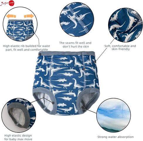 Joyo roy 6Pcs Potty Training Underwear 2T-3T 100% Cotton Little Boys Underwear for Toddler Boys Toilet Training Pants for Boys 2T Waterproof Kid Confident Absorbent Pee Pants with Potty Sticker Chart in Saudi Arabia
