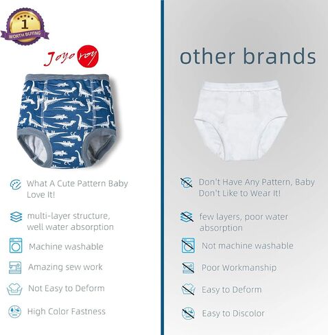 Joyo roy 6Pcs Potty Training Underwear 2T-3T 100% Cotton Little Boys Underwear for Toddler Boys Toilet Training Pants for Boys 2T Waterproof Kid Confident Absorbent Pee Pants with Potty Sticker Chart in Saudi Arabia