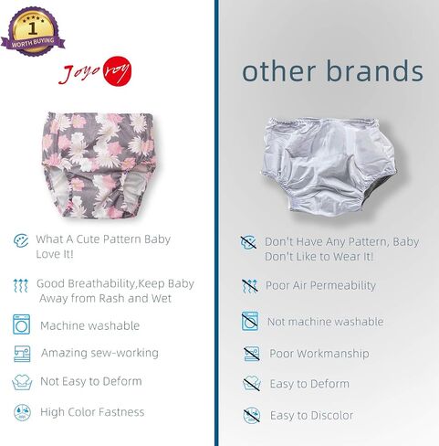 Joyo roy 6Pcs Waterproof Cloth Diaper Cover Reusable Plastic Training Pants for Toddlers Diaper Covers for Boys Leak Proof Rubber Underwear for Potty Training Plastic Underwear for Toddlers 5T in Saudi Arabia