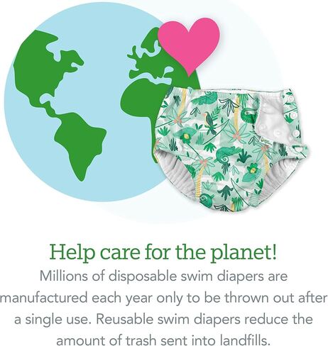 i play. by green sprouts baby girls Ruffle Snap Reusable Absorbent Swimsuit Swim Diaper, Light Aqua Paradise Flower, 12 Months US in Kuwait