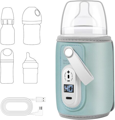 جهاز تدفئة زجاجات محمول - سخان زجاجات سريع التسخين بمنفذ USB للاطفال، 6 تروس قابلة للتعديل لتدفئة زجاجات الاطفال للسفر والسيارة وتسخين الزجاجات اثناء التنقل للمياه والحليب in Kuwait