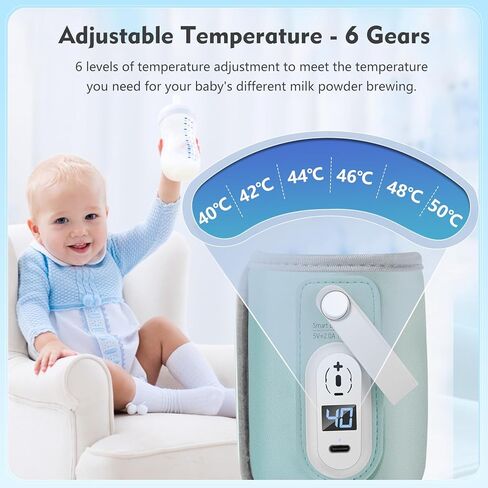 جهاز تدفئة زجاجات محمول - سخان زجاجات سريع التسخين بمنفذ USB للاطفال، 6 تروس قابلة للتعديل لتدفئة زجاجات الاطفال للسفر والسيارة وتسخين الزجاجات اثناء التنقل للمياه والحليب in Kuwait
