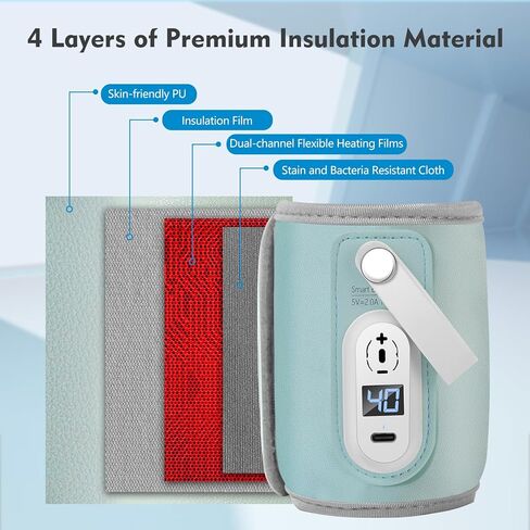 جهاز تدفئة زجاجات محمول - سخان زجاجات سريع التسخين بمنفذ USB للاطفال، 6 تروس قابلة للتعديل لتدفئة زجاجات الاطفال للسفر والسيارة وتسخين الزجاجات اثناء التنقل للمياه والحليب in Kuwait