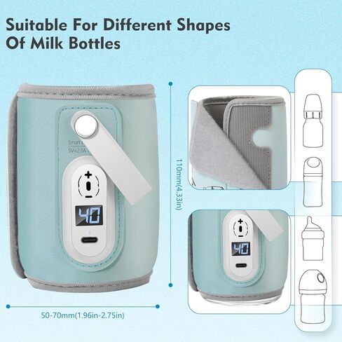 جهاز تدفئة زجاجات محمول - سخان زجاجات سريع التسخين بمنفذ USB للاطفال، 6 تروس قابلة للتعديل لتدفئة زجاجات الاطفال للسفر والسيارة وتسخين الزجاجات اثناء التنقل للمياه والحليب in Kuwait