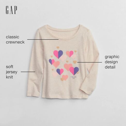 تي شيرت برسوم جرافيك بأكمام طويلة للفتيات من GAP in Kuwait