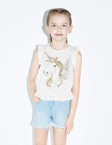 Toddler Baby Girl Short Sleeve Giraffe T-Shirt Ruffle Sleeve Cotton Unicorn Tank Tops Tee in Saudi Arabia