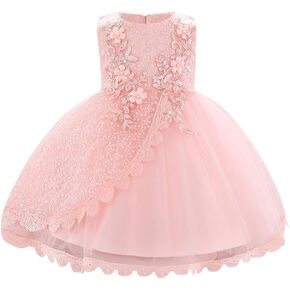 Baby Flower Girl Dress Sleeveless Lace Bowknot Princess Tulle Tutu Bridesmaid Wedding Baptism Birthday Party Prom Gown in Kuwait