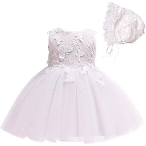 Bow Dream 2pcs Baby Girl Dress Infant Butterfly Wedding Formal Christening Baptism Party Dresses for 0-24 Months