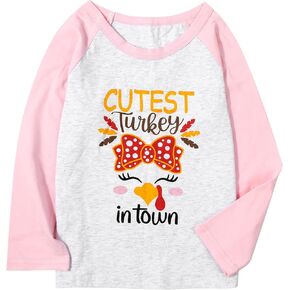Toddler Thanksgiving Shirt Baby Girls Boys Coolest Cutest Turkey in Town Tshirt Fall Raglan Long Sleeve Baseball Tee Tops in Kuwait