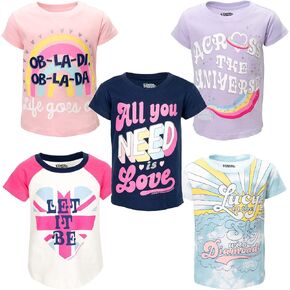 Lyrics by Lennon and McCartney Girls 5 Pack T-Shirts Toddler to Big Kid