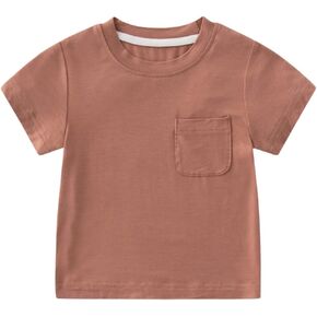 SUZEL بيبي بنين بنات تي شيرت الصلبة قصيرة الأكمام بلايز الأبيض الخيزران فسكوزي تي شيرت الملابس in Kuwait