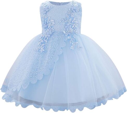 Baby Flower Girl Dress Sleeveless Lace Bowknot Princess Tulle Tutu Bridesmaid Wedding Baptism Birthday Party Prom Gown in Saudi Arabia