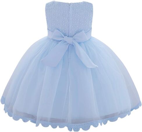 Baby Flower Girl Dress Sleeveless Lace Bowknot Princess Tulle Tutu Bridesmaid Wedding Baptism Birthday Party Prom Gown in Saudi Arabia