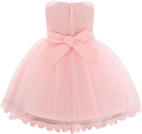 Baby Flower Girl Dress Sleeveless Lace Bowknot Princess Tulle Tutu Bridesmaid Wedding Baptism Birthday Party Prom Gown in Kuwait