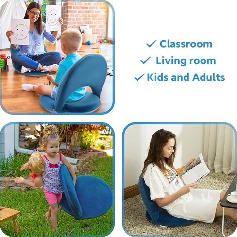 Nnewvante Floor Chair 42-Position Adjustable Floor Seating for Kids Adults with Back Support Folding Floor Seat Cushioned Recliner Meditation Washable Chaise Lounges, Black in Kuwait