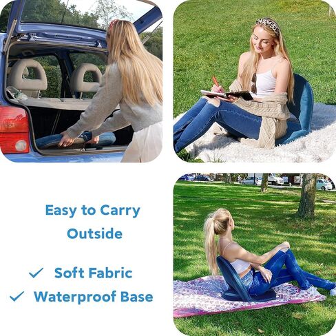Nnewvante Floor Chair 42-Position Adjustable Floor Seating for Kids Adults with Back Support Folding Floor Seat Cushioned Recliner Meditation Washable Chaise Lounges, Black in Kuwait