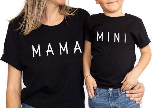 Mama and Mini Matching Outfits Mommy and Me Outfits Mom Daughter Matching Outfits Mother Baby Matching Short Sleeve Tee in Saudi Arabia