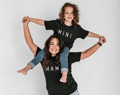 Mama and Mini Matching Outfits Mommy and Me Outfits Mom Daughter Matching Outfits Mother Baby Matching Short Sleeve Tee in Saudi Arabia