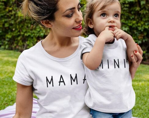 Mama and Mini Matching Outfits Mommy and Me Outfits Mom Daughter Matching Outfits Mother Baby Matching Short Sleeve Tee in Saudi Arabia