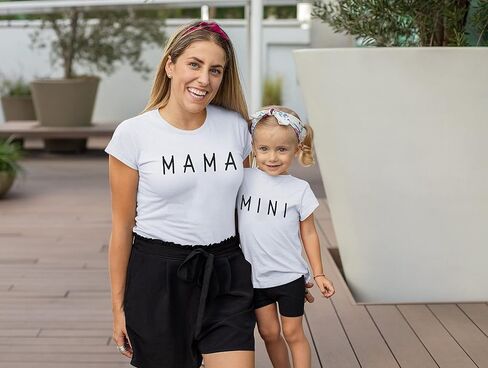 Mama and Mini Matching Outfits Mommy and Me Outfits Mom Daughter Matching Outfits Mother Baby Matching Short Sleeve Tee in Saudi Arabia
