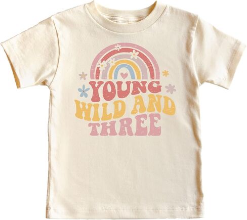 قميص عيد الميلاد الثالث الرائع بألوان قوس قزح من Young Wild Three للرضع والأطفال الصغار والبنات في عيد الميلاد الثالث in Saudi Arabia